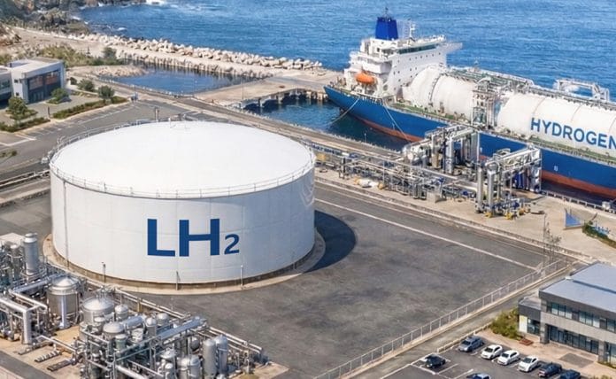 Coastal hydrogen storage tank facility