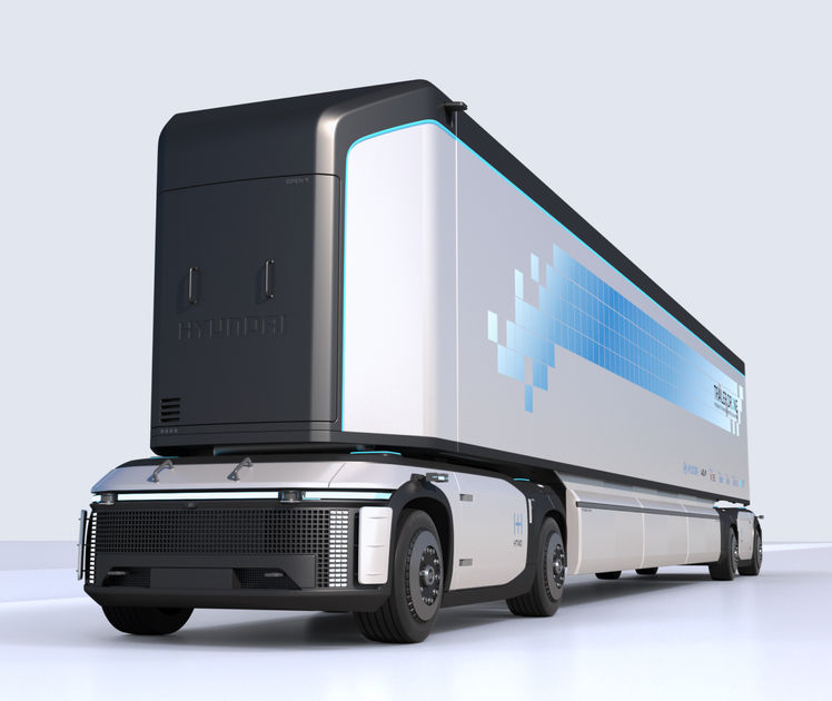 Hyundai Motor's hydrogen fuel cell system brand HTWO's Hydrogen trailer drone