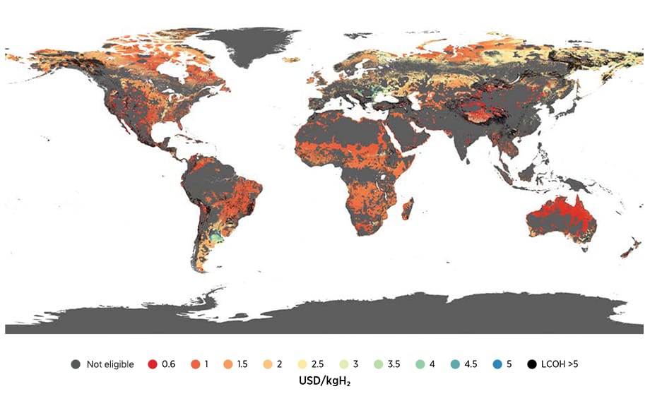 Global Map of Levelised Cost of Green Hydrogen in 2030 and 2050